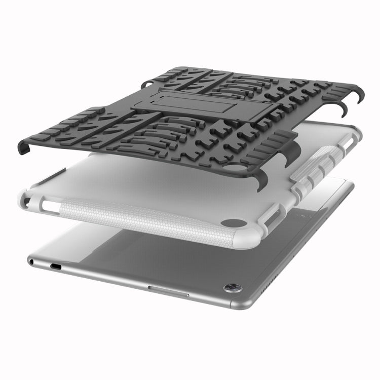 For Huawei MediaPad M5 Lite 10.1 inch Tire Texture Shockproof TPU+PC Protective Case with Holder