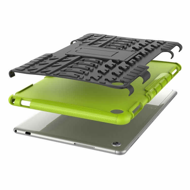 For Huawei MediaPad M5 Lite 10.1 inch Tire Texture Shockproof TPU+PC Protective Case with Holder