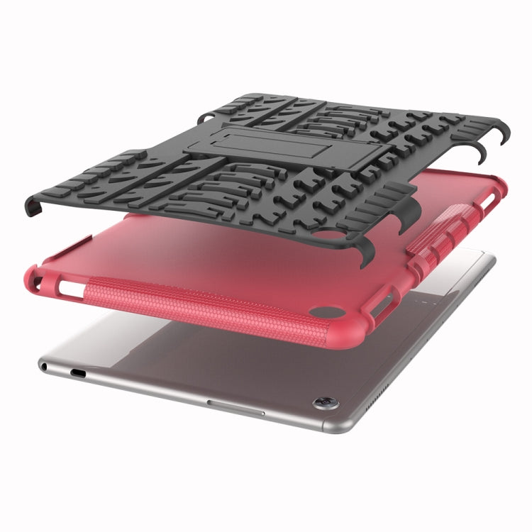 For Huawei MediaPad M5 Lite 10.1 inch Tire Texture Shockproof TPU+PC Protective Case with Holder