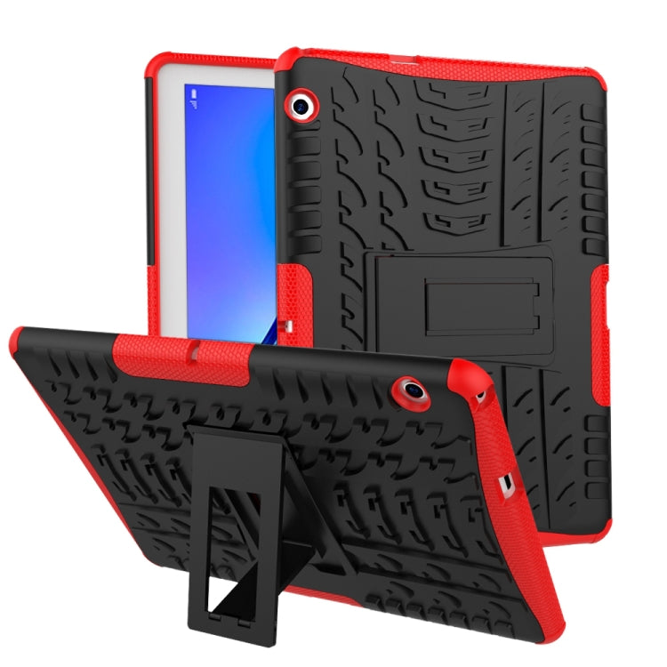 For Huawei MediaPad T3 10 Tire Texture Shockproof TPU+PC Protective Case with Holder