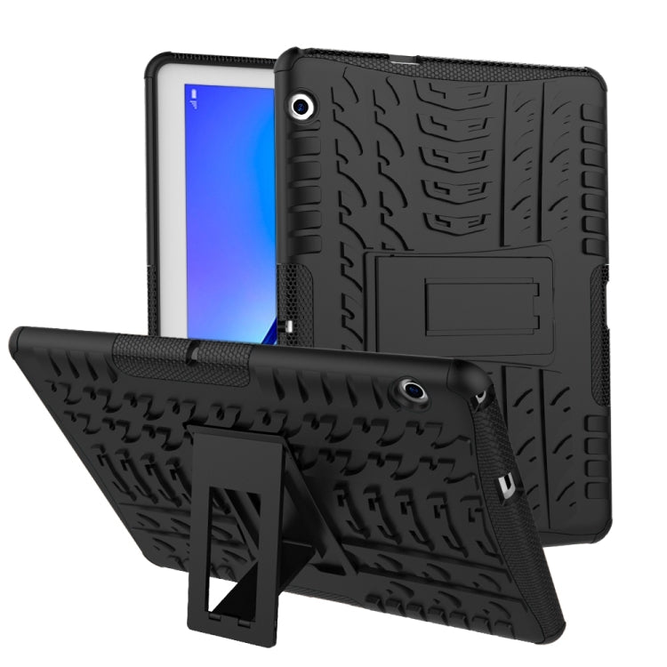 For Huawei MediaPad T3 10 Tire Texture Shockproof TPU+PC Protective Case with Holder