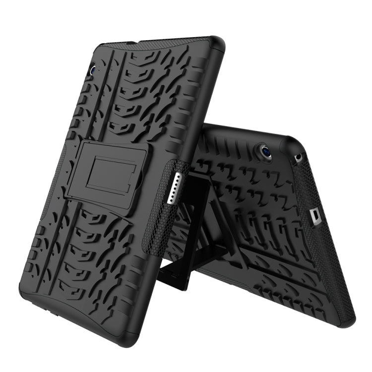 For Huawei MediaPad T3 10 Tire Texture Shockproof TPU+PC Protective Case with Holder