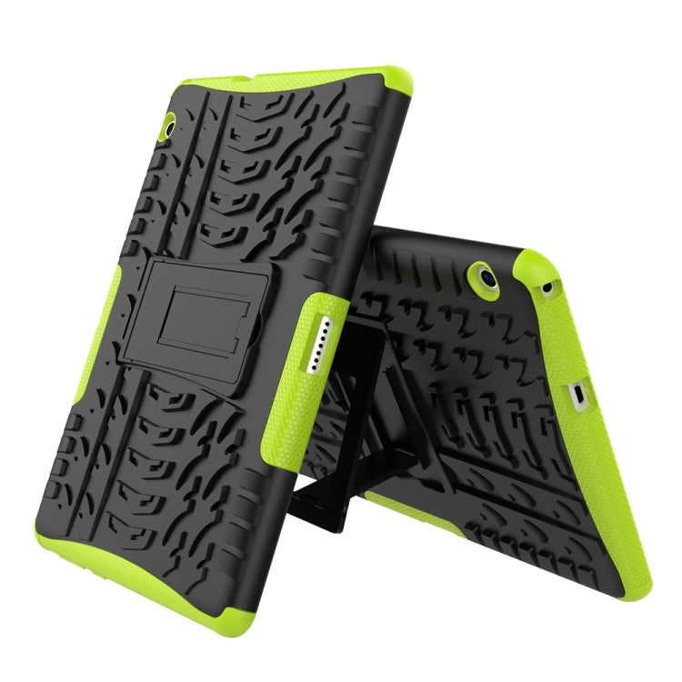 For Huawei MediaPad T3 10 Tire Texture Shockproof TPU+PC Protective Case with Holder