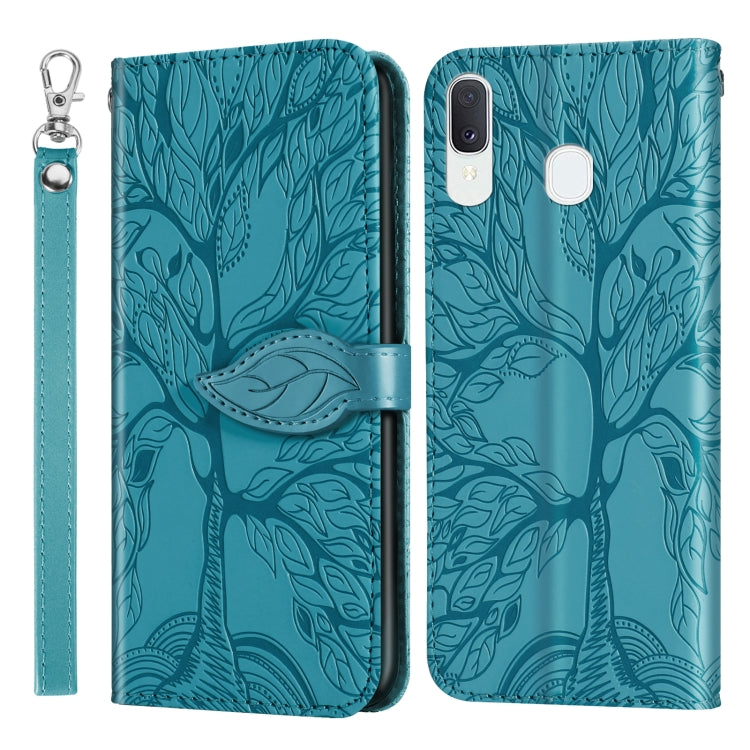 For Samsung Galaxy A20e Life of Tree Embossing Pattern Horizontal Flip Leather Case with Holder & Card Slot & Wallet & Photo Frame & Lanyard
