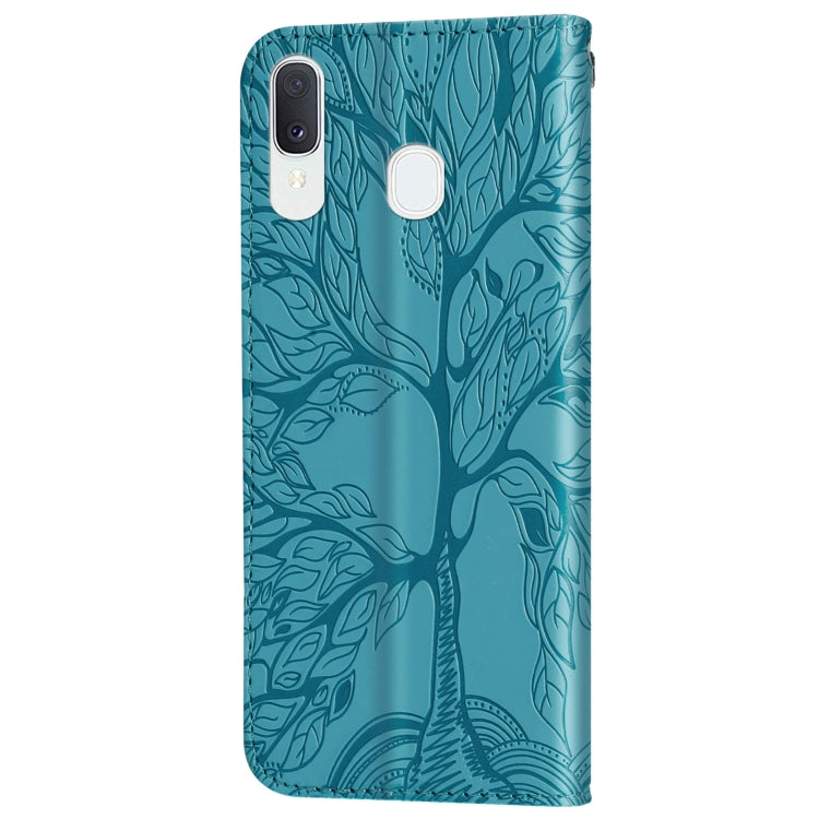 For Samsung Galaxy A20e Life of Tree Embossing Pattern Horizontal Flip Leather Case with Holder & Card Slot & Wallet & Photo Frame & Lanyard