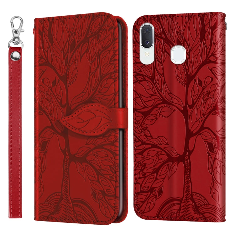 For Samsung Galaxy A20e Life of Tree Embossing Pattern Horizontal Flip Leather Case with Holder & Card Slot & Wallet & Photo Frame & Lanyard