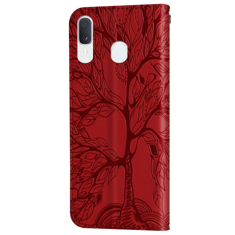 For Samsung Galaxy A20e Life of Tree Embossing Pattern Horizontal Flip Leather Case with Holder & Card Slot & Wallet & Photo Frame & Lanyard