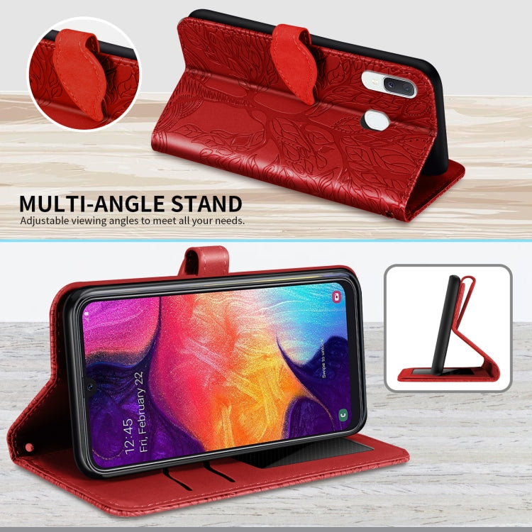 For Samsung Galaxy A20e Life of Tree Embossing Pattern Horizontal Flip Leather Case with Holder & Card Slot & Wallet & Photo Frame & Lanyard