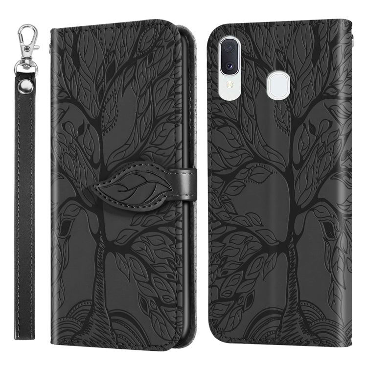 For Samsung Galaxy A20e Life of Tree Embossing Pattern Horizontal Flip Leather Case with Holder & Card Slot & Wallet & Photo Frame & Lanyard