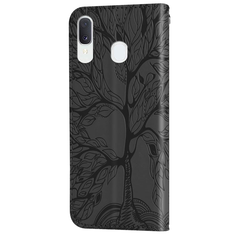 For Samsung Galaxy A20e Life of Tree Embossing Pattern Horizontal Flip Leather Case with Holder & Card Slot & Wallet & Photo Frame & Lanyard