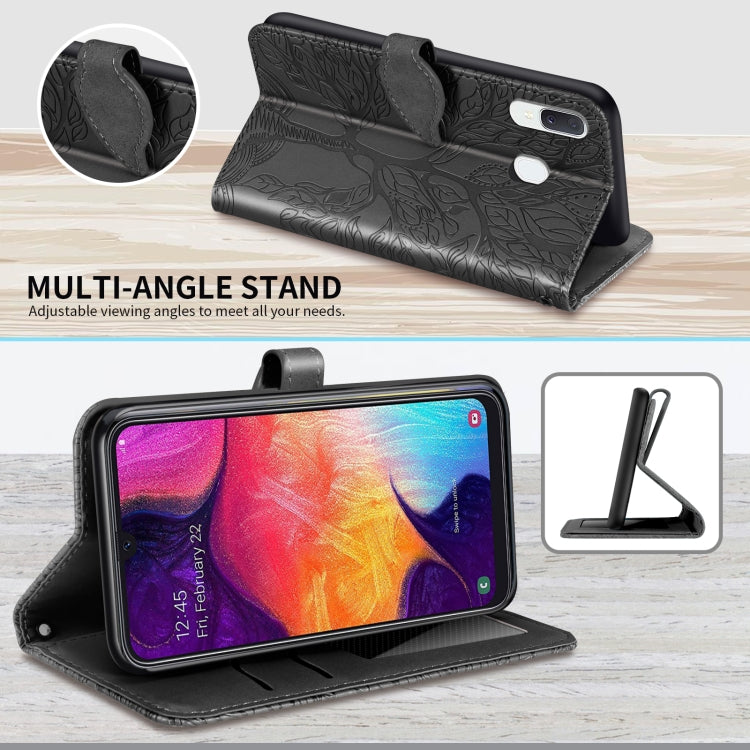 For Samsung Galaxy A20e Life of Tree Embossing Pattern Horizontal Flip Leather Case with Holder & Card Slot & Wallet & Photo Frame & Lanyard