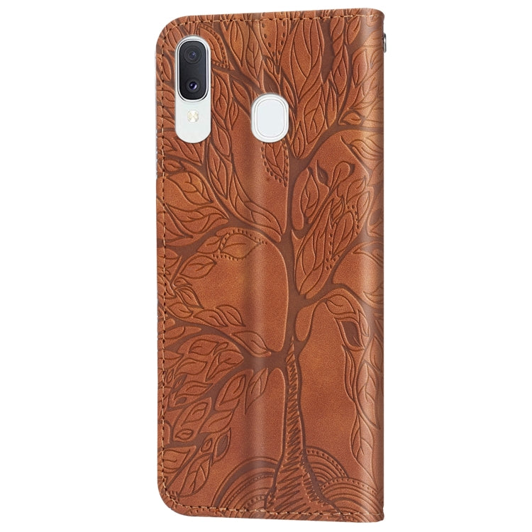 For Samsung Galaxy A20e Life of Tree Embossing Pattern Horizontal Flip Leather Case with Holder & Card Slot & Wallet & Photo Frame & Lanyard