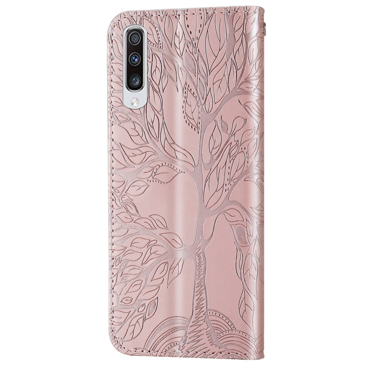 For Samsung Galaxy A50 Life of Tree Embossing Pattern Horizontal Flip Leather Case with Holder & Card Slot & Wallet & Photo Frame & Lanyard