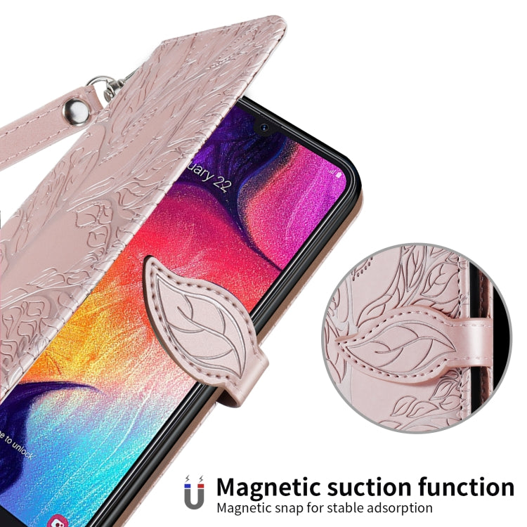 For Samsung Galaxy A50 Life of Tree Embossing Pattern Horizontal Flip Leather Case with Holder & Card Slot & Wallet & Photo Frame & Lanyard