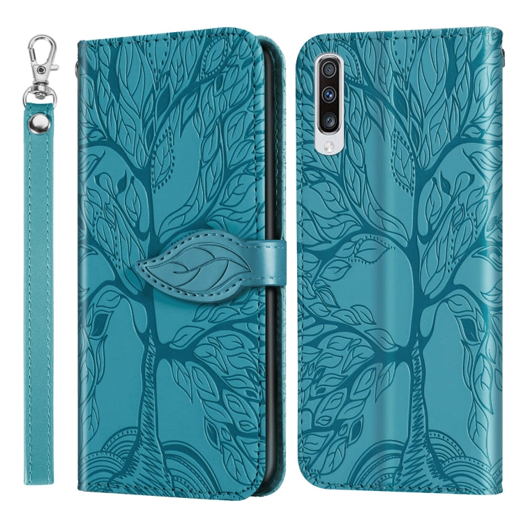 For Samsung Galaxy A50 Life of Tree Embossing Pattern Horizontal Flip Leather Case with Holder & Card Slot & Wallet & Photo Frame & Lanyard