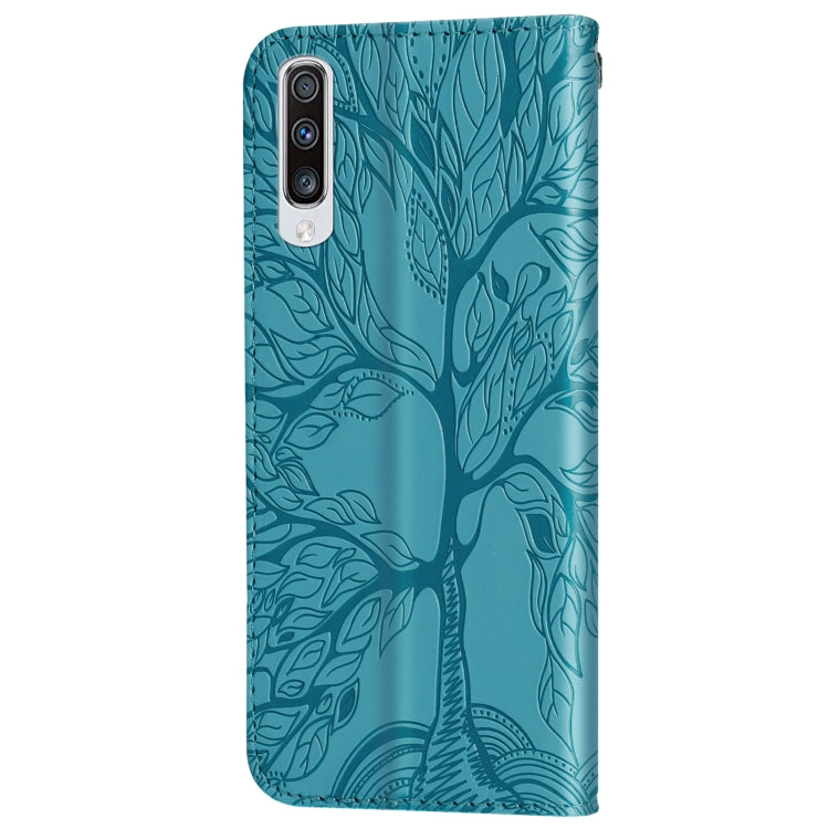 For Samsung Galaxy A50 Life of Tree Embossing Pattern Horizontal Flip Leather Case with Holder & Card Slot & Wallet & Photo Frame & Lanyard