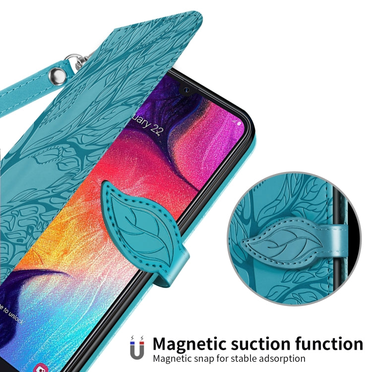 For Samsung Galaxy A50 Life of Tree Embossing Pattern Horizontal Flip Leather Case with Holder & Card Slot & Wallet & Photo Frame & Lanyard