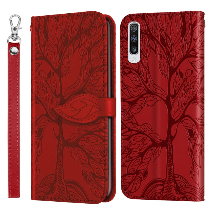 For Samsung Galaxy A50 Life of Tree Embossing Pattern Horizontal Flip Leather Case with Holder & Card Slot & Wallet & Photo Frame & Lanyard