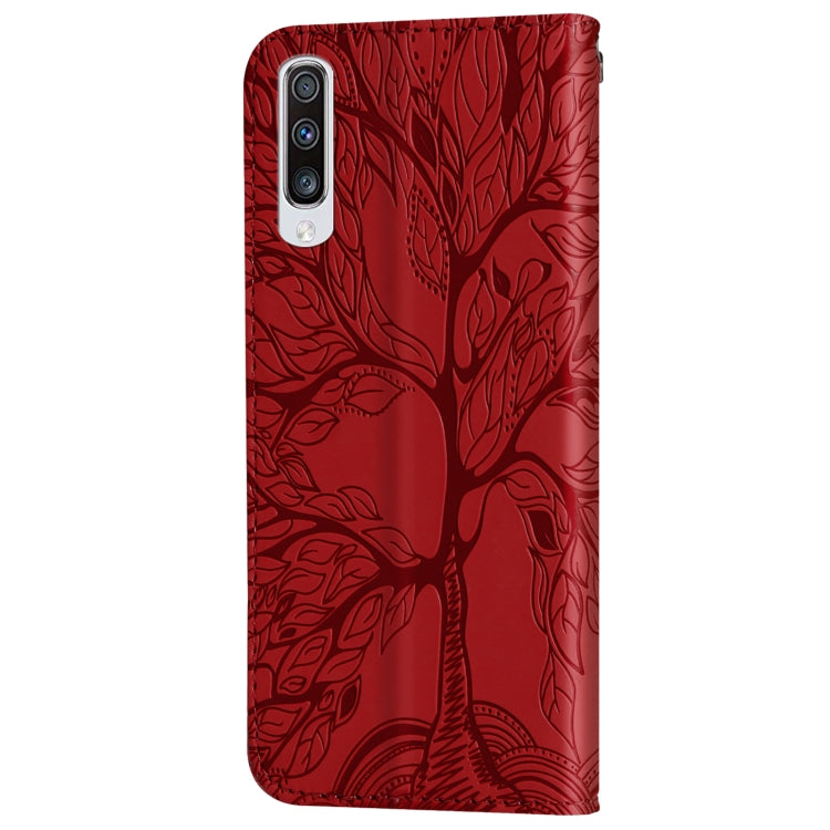 For Samsung Galaxy A50 Life of Tree Embossing Pattern Horizontal Flip Leather Case with Holder & Card Slot & Wallet & Photo Frame & Lanyard