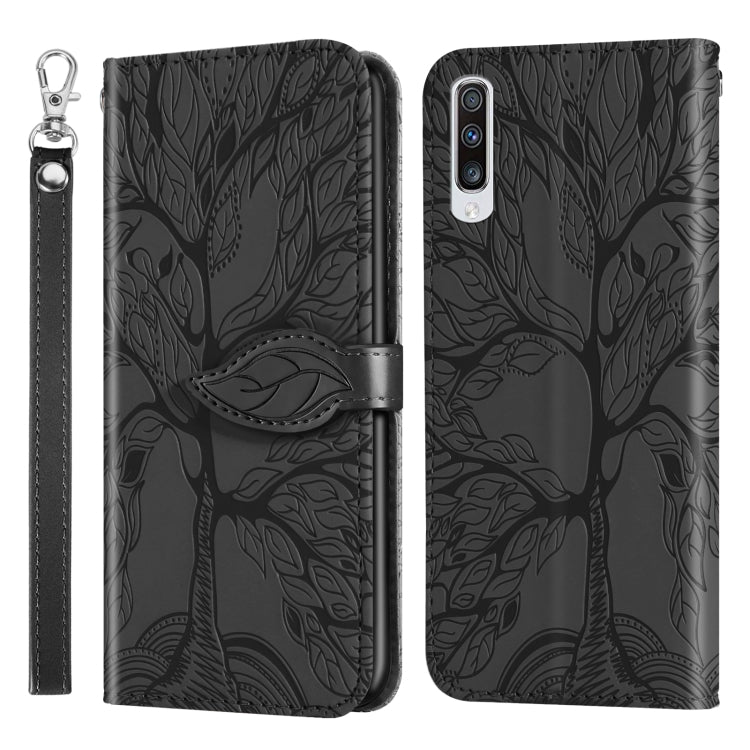 For Samsung Galaxy A50 Life of Tree Embossing Pattern Horizontal Flip Leather Case with Holder & Card Slot & Wallet & Photo Frame & Lanyard