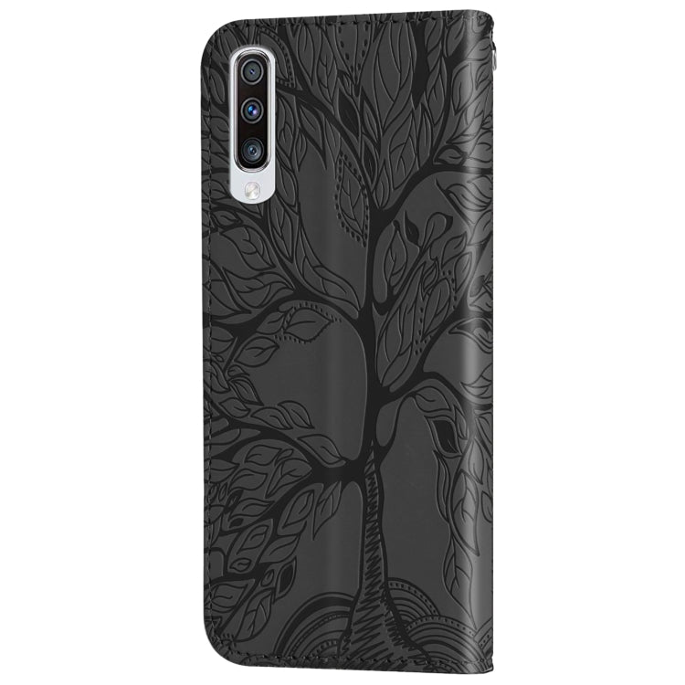 For Samsung Galaxy A50 Life of Tree Embossing Pattern Horizontal Flip Leather Case with Holder & Card Slot & Wallet & Photo Frame & Lanyard