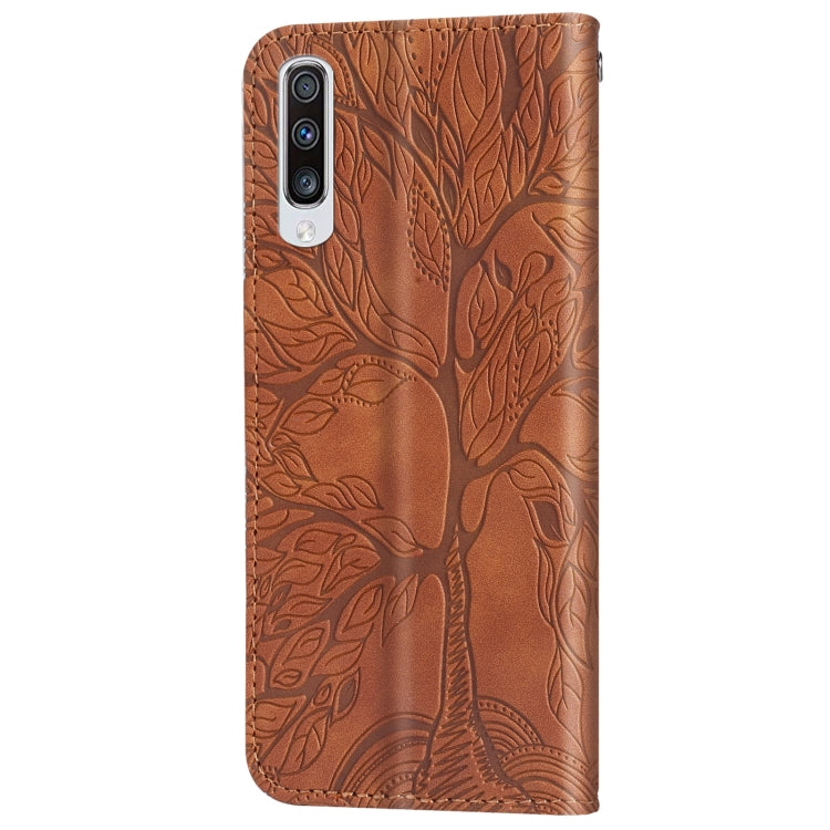 For Samsung Galaxy A50 Life of Tree Embossing Pattern Horizontal Flip Leather Case with Holder & Card Slot & Wallet & Photo Frame & Lanyard