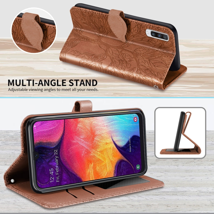 For Samsung Galaxy A50 Life of Tree Embossing Pattern Horizontal Flip Leather Case with Holder & Card Slot & Wallet & Photo Frame & Lanyard