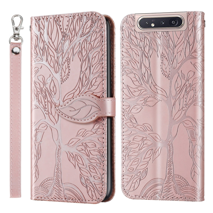 For Samsung Galaxy A80 / A90 Life of Tree Embossing Pattern Horizontal Flip Leather Case with Holder & Card Slot & Wallet & Photo Frame & Lanyard