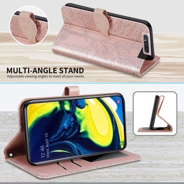 For Samsung Galaxy A80 / A90 Life of Tree Embossing Pattern Horizontal Flip Leather Case with Holder & Card Slot & Wallet & Photo Frame & Lanyard