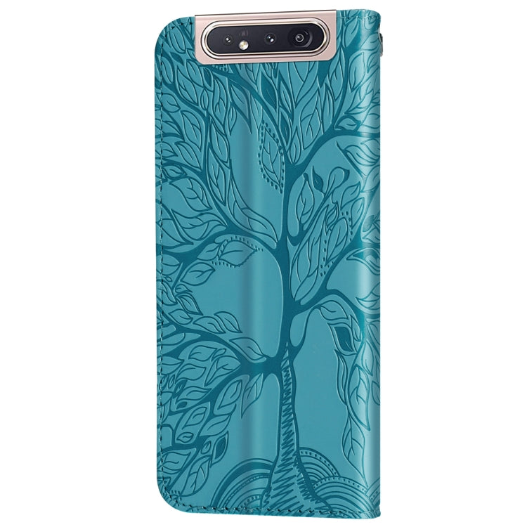 For Samsung Galaxy A80 / A90 Life of Tree Embossing Pattern Horizontal Flip Leather Case with Holder & Card Slot & Wallet & Photo Frame & Lanyard