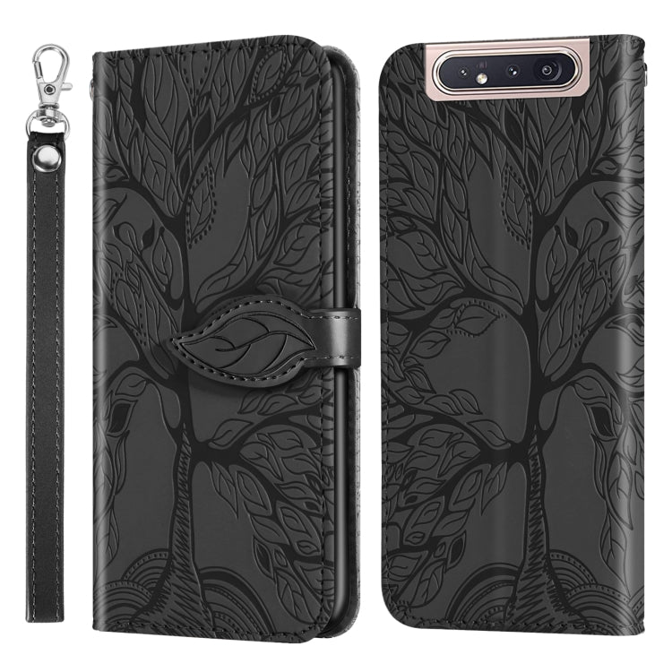 For Samsung Galaxy A80 / A90 Life of Tree Embossing Pattern Horizontal Flip Leather Case with Holder & Card Slot & Wallet & Photo Frame & Lanyard