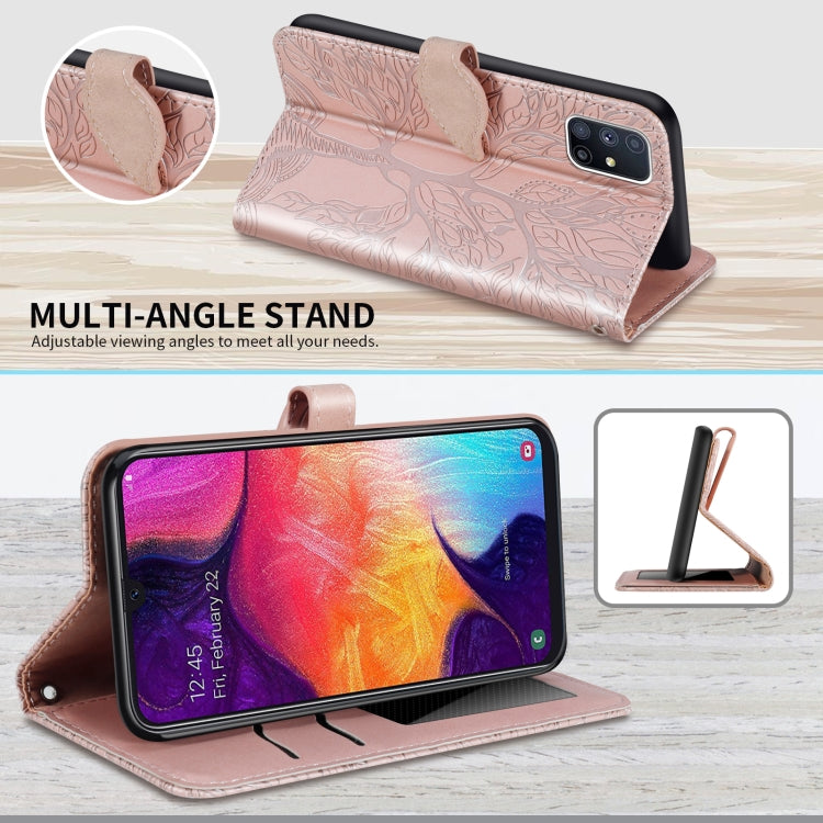For Samsung Galaxy M51 (Side Fingerprint) Life of Tree Embossing Pattern Horizontal Flip Leather Case with Holder & Card Slot & Wallet & Photo Frame & Lanyard