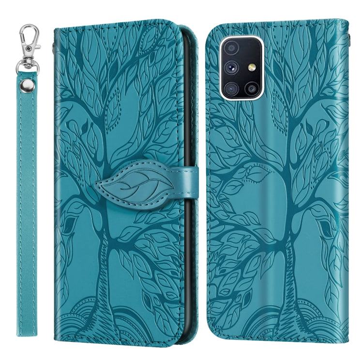 For Samsung Galaxy M51 (Side Fingerprint) Life of Tree Embossing Pattern Horizontal Flip Leather Case with Holder & Card Slot & Wallet & Photo Frame & Lanyard