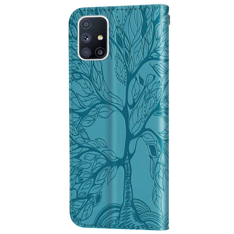 For Samsung Galaxy M51 (Side Fingerprint) Life of Tree Embossing Pattern Horizontal Flip Leather Case with Holder & Card Slot & Wallet & Photo Frame & Lanyard
