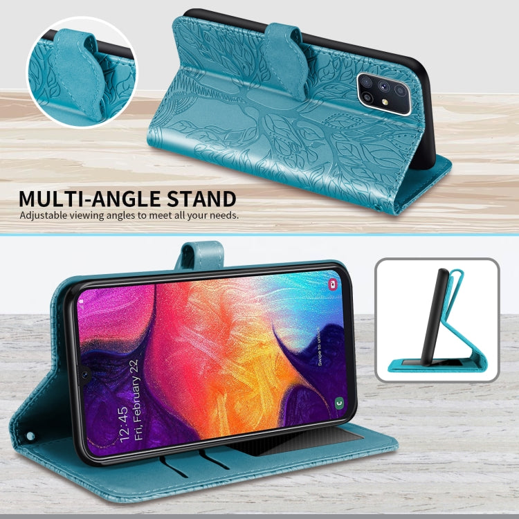 For Samsung Galaxy M51 (Side Fingerprint) Life of Tree Embossing Pattern Horizontal Flip Leather Case with Holder & Card Slot & Wallet & Photo Frame & Lanyard
