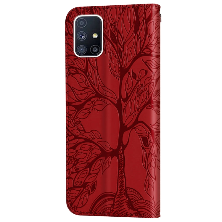 For Samsung Galaxy M51 (Side Fingerprint) Life of Tree Embossing Pattern Horizontal Flip Leather Case with Holder & Card Slot & Wallet & Photo Frame & Lanyard