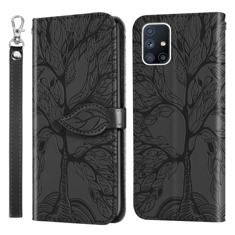 For Samsung Galaxy M51 (Side Fingerprint) Life of Tree Embossing Pattern Horizontal Flip Leather Case with Holder & Card Slot & Wallet & Photo Frame & Lanyard