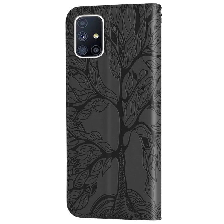 For Samsung Galaxy M51 (Side Fingerprint) Life of Tree Embossing Pattern Horizontal Flip Leather Case with Holder & Card Slot & Wallet & Photo Frame & Lanyard
