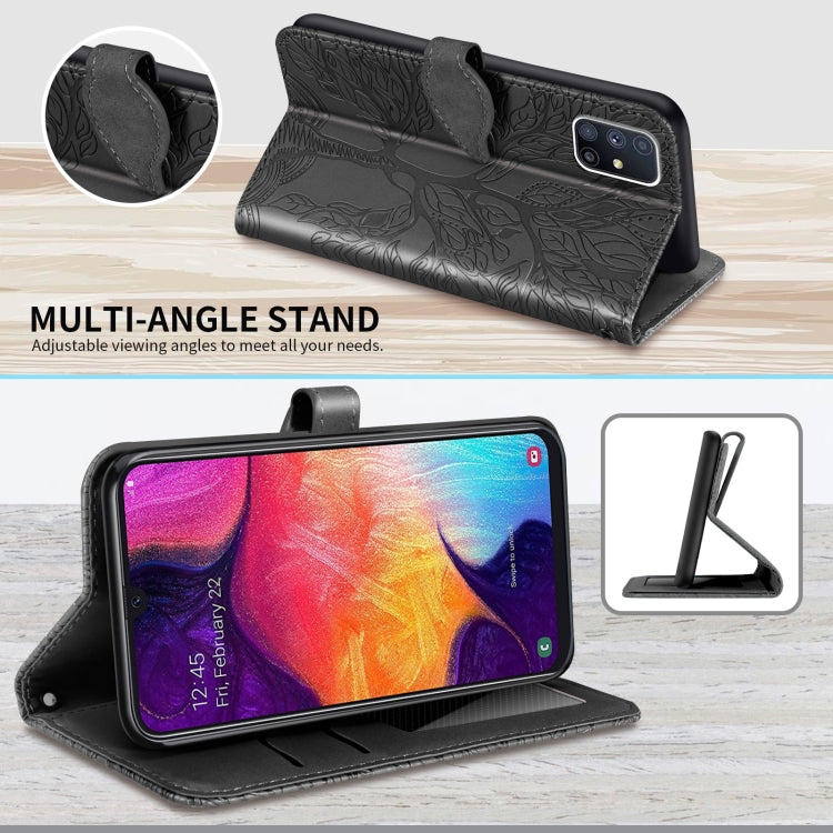 For Samsung Galaxy M51 (Side Fingerprint) Life of Tree Embossing Pattern Horizontal Flip Leather Case with Holder & Card Slot & Wallet & Photo Frame & Lanyard