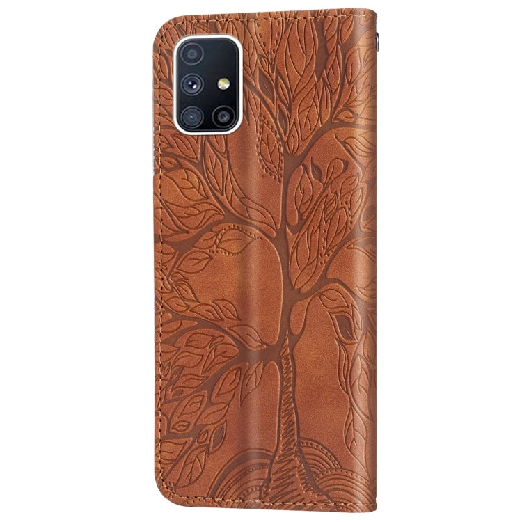 For Samsung Galaxy M51 (Side Fingerprint) Life of Tree Embossing Pattern Horizontal Flip Leather Case with Holder & Card Slot & Wallet & Photo Frame & Lanyard