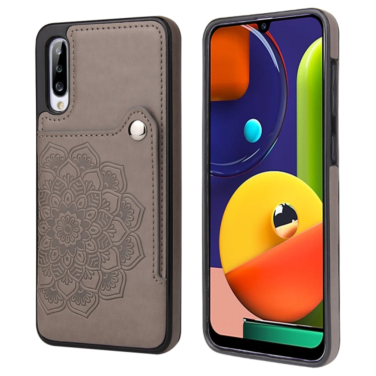For Samsung Galaxy A50 Embossed Pattern PU + TPU Protective Case with Holder & Wallet & Card Slots
