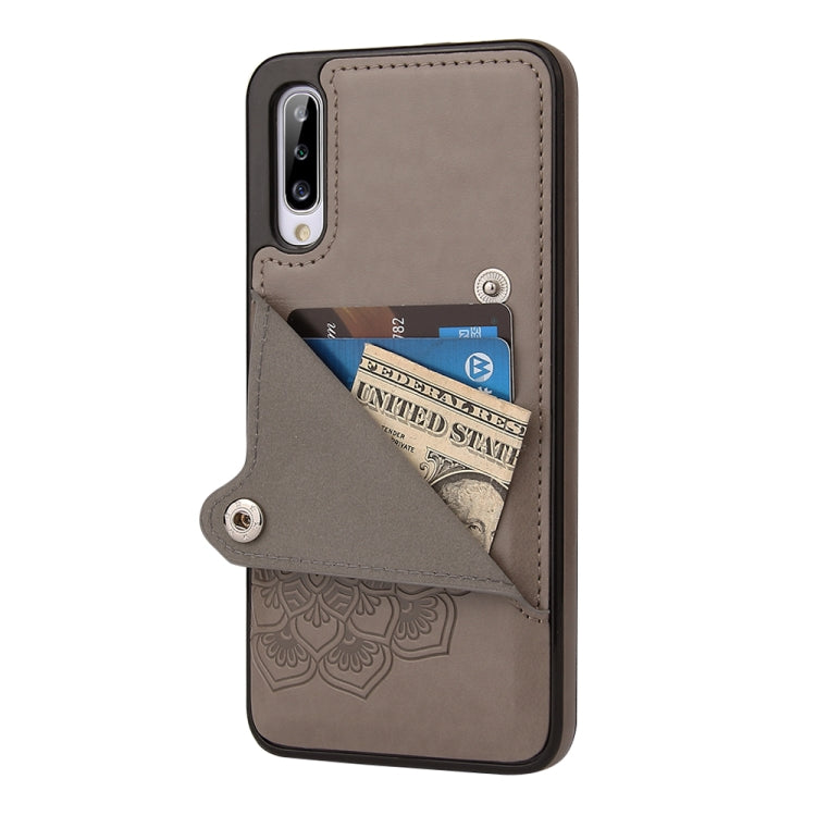 For Samsung Galaxy A50 Embossed Pattern PU + TPU Protective Case with Holder & Wallet & Card Slots