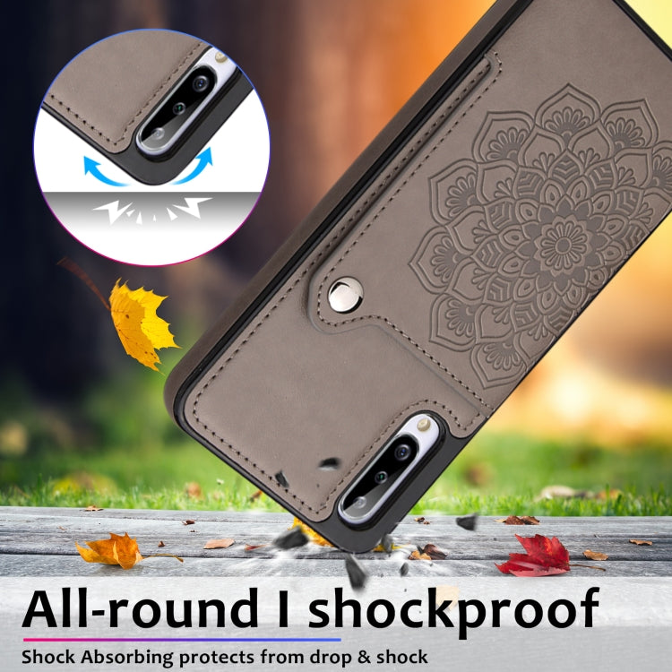 For Samsung Galaxy A50 Embossed Pattern PU + TPU Protective Case with Holder & Wallet & Card Slots