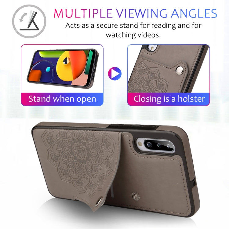 For Samsung Galaxy A50 Embossed Pattern PU + TPU Protective Case with Holder & Wallet & Card Slots