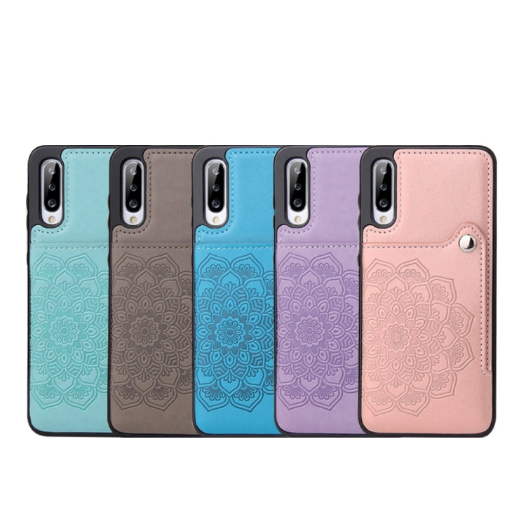 For Samsung Galaxy A50 Embossed Pattern PU + TPU Protective Case with Holder & Wallet & Card Slots