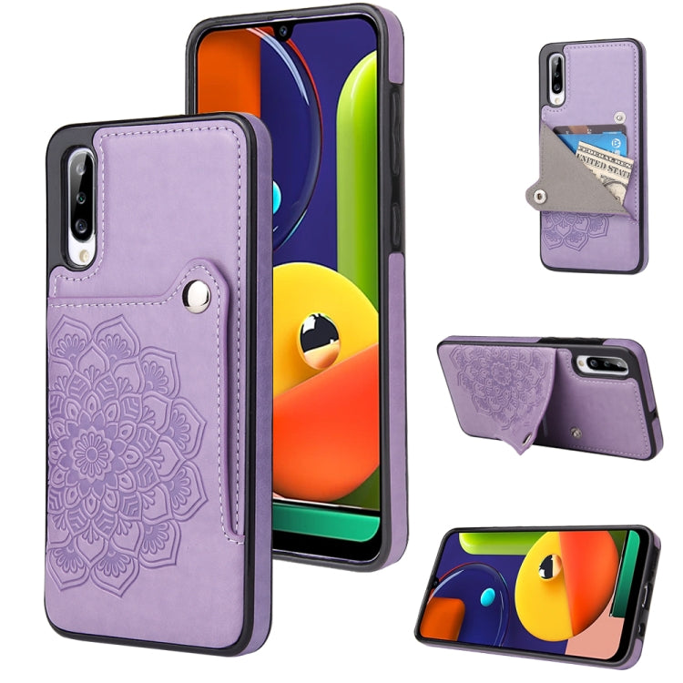 For Samsung Galaxy A50 Embossed Pattern PU + TPU Protective Case with Holder & Wallet & Card Slots