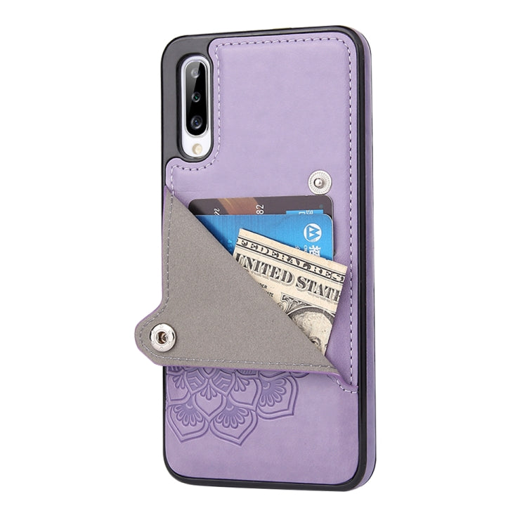 For Samsung Galaxy A50 Embossed Pattern PU + TPU Protective Case with Holder & Wallet & Card Slots