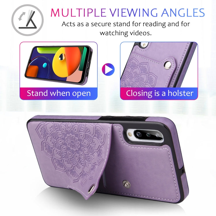 For Samsung Galaxy A50 Embossed Pattern PU + TPU Protective Case with Holder & Wallet & Card Slots