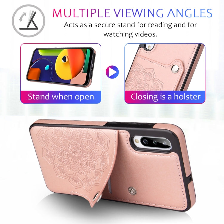 For Samsung Galaxy A50 Embossed Pattern PU + TPU Protective Case with Holder & Wallet & Card Slots