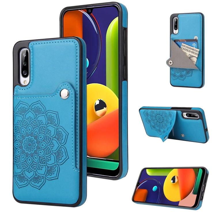 For Samsung Galaxy A50 Embossed Pattern PU + TPU Protective Case with Holder & Wallet & Card Slots
